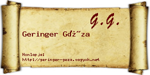 Geringer Géza névjegykártya
